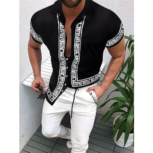 Hot Sale 2021 New Summer Mens Clothing Stripe Printed Shirt Cardigan High-end Short Sleeve Shirt CS-17