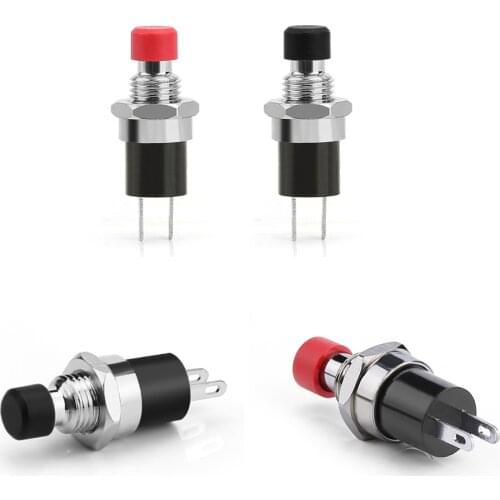 MINI 7mm IP67 Push Button SPST Latching N/O OFF-ON Switch Red/Black For Car/Boat