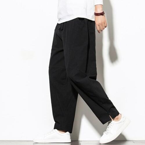 Mens Joggers Harem Pants Man Black Cotton Comfortable Pant Summer Casual Streetwear Loose Trouser Japanese Male Sweatpants