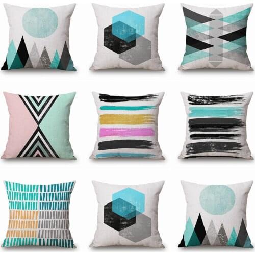 Geometric Stripe Pillow Case Throw Pillowcase Cotton Linen Printed Pillow Covers for Office Home Textile