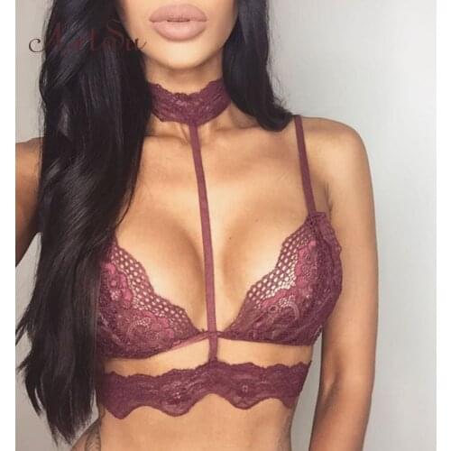 ArtSu New Sexy Women Floral Lace Bra Black Lingerie Bustier Sheer Bralette Camis Brassiere Sleepwear Crop Top Clothing ASBR50000