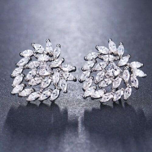 Emmaya Fascinating Geometry Modelling Cubic Zircon Three Color Earring For Women New Fashion Jewelry In Wedding party Gift