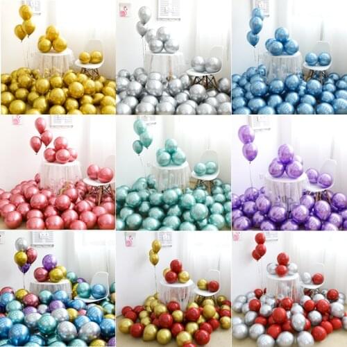Wholesale 50pcs 12inch 2.8g Chrome Gold Balloon Flashing Metal Balloons Thick Pearly Metal Wedding Decoration Metallic Balloons
