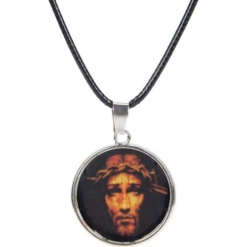 St Anthony Pendant Necklace Luminous Necklace Bring Love To Your Life Medal Religious glass Cabochon Jewerly
