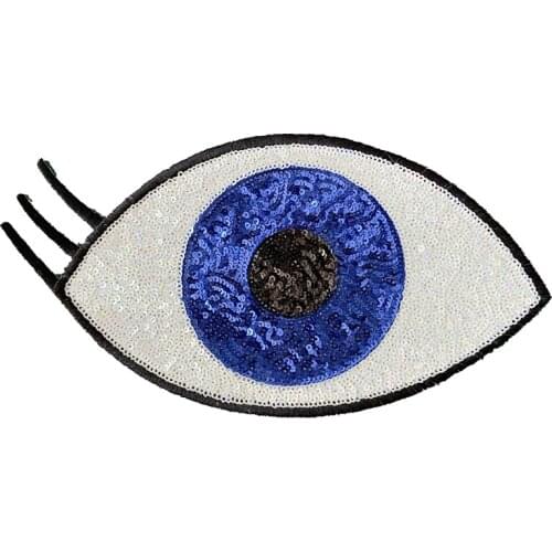 Blue Eye Patch Sequin Eyeball patches sewing on Badge for clohting DIY Handmade Stickers Iron on Appliqued free shipping