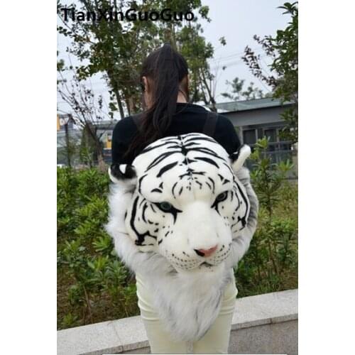 Simulation white tiger head plush backpack, lovely 60x40x30cm fashion bookbag , birthday gift w4567