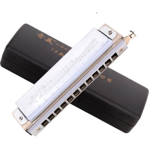 QIMEI Chromatic Harmonica 1248 Square blow hole Professional Armonica Cromatica 12 Hole Mouth Organ Woodwind Musical Instruments