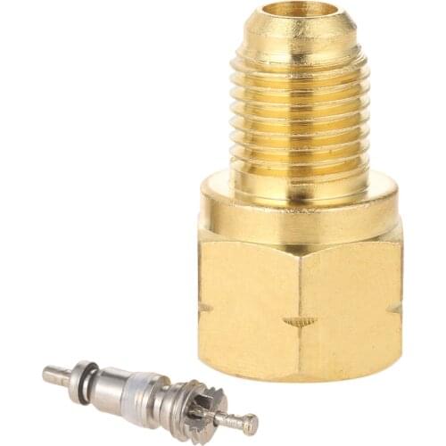 R1234YF Vacuum Pump Adapter Refrigerant Tank to R12 Fitting Adapter 1/2" Female Acme to 1/4" Male Flare Adaptor