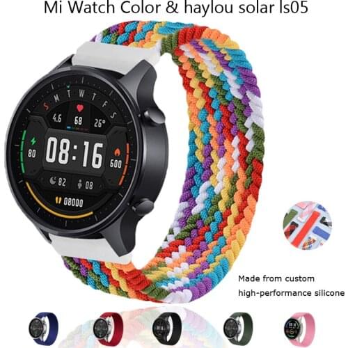20mm 22mm Solo Loop Band for Xiaomi Mi Watch Color Strap Nylon Braided Bracelets Wristbelts for xiaomi haylou Ls02 belt