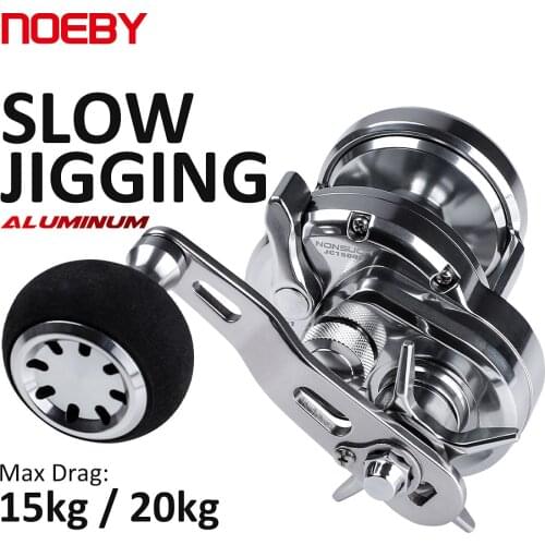 NOEBY Slow Jigging Boat Saltwater Fishing Reel Sea Winter Fishing Tackle Gear Ratio 5.2 Max Drag 15kg/20kg Aluminum Trolling