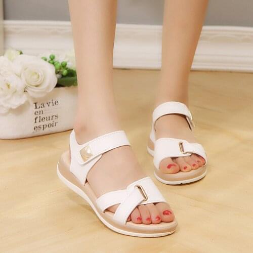 Women Sandals Velcro Fish Mouth Soft Non-slip Platform Shoes Casual Comfortable Outdoor Durable Ladies Beach Flats Size 35-40