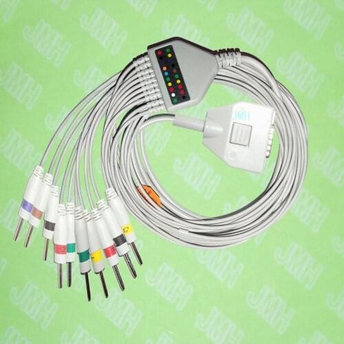 Compatible with 15 pin Fukuda ME KP-500 EKG Patient monitor the One-piece 10 leads ECG cable and 3.0 pin leadwires,IEC or AHA