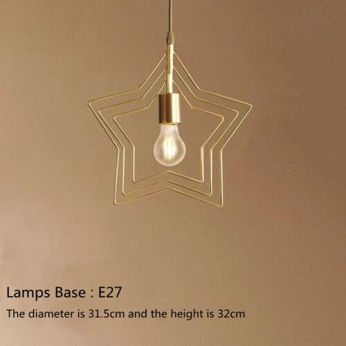 Modern creative Pentagram iron industrial style chandelier retro round E27 Black / champagne gold Restaurant Bar Cafe lamp