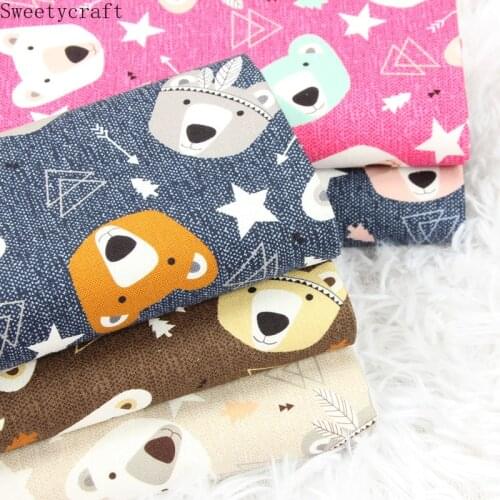 110x45cm Thick cotton fabric by Yard Animal Star printed Cloth Handmade Sewing Bag Patchwork Material Accessories Home Textile