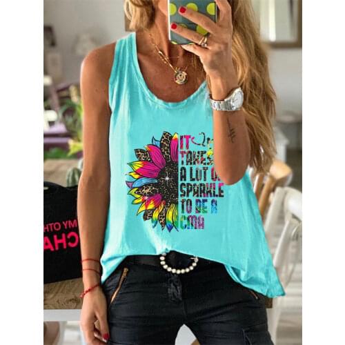 Women Summer Waistcoat 100% Cotton Sleeveless Floral Letter Printed Female Vintage Casual Vests Fashion Casual Graphic Tank Tops