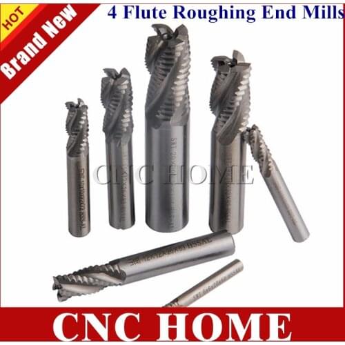 1pc HSS-AL 4 Flutes Rough machining 6~20mm Roughing End mill wave edge milling cutter Machine Milling Machinery Cutting tool