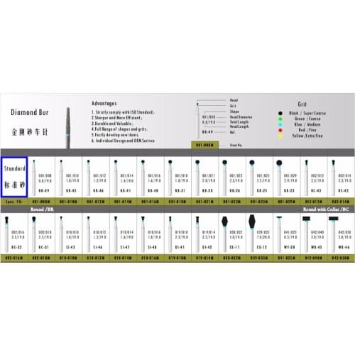 100 PCS/10BOXES Dental Lab High Speed FG Diamond Burs Polishing Trimming Drill For High Speed Handpiece