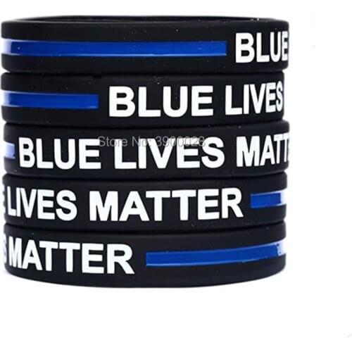 100pcs Thin Blue line with Blue lives matter silicone wristband bracelet free shipping by ePacket