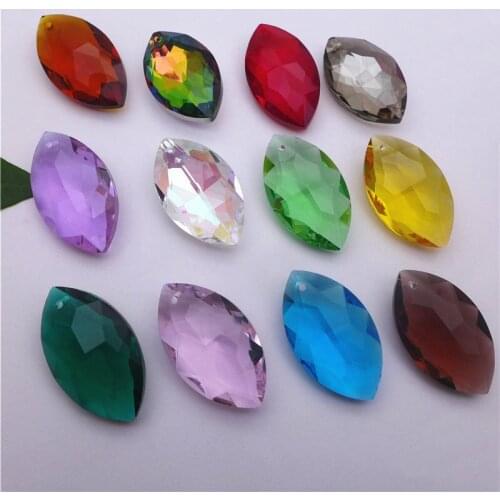 38mm DIY olive / eye shape glass chandelier lamp curtain part crystal pendant Marquise ab/rainbow/metallic free shipping 12pcs