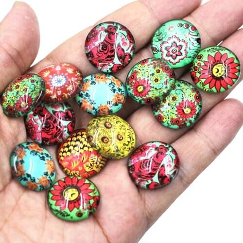 20/25mm Mixed Floral Glass Round Domes Cameos Cabochons Flatback Scrapbook Handbag Handmade Crafts Art Decor Accessories Parts