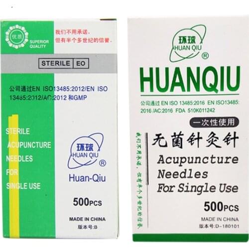 500pcs beauty massage acupuncture needle 0.16/0.18/0.22/0.25/0.30/0.35mm Huanqiu sterile disposable acupuncture needle