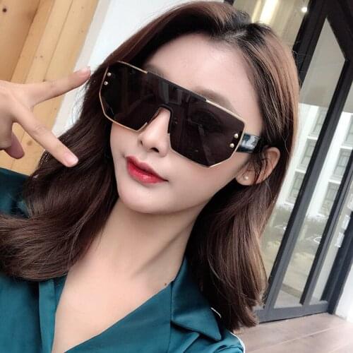 AOZE 2020 Sunglasses woman sunglasses black fashion square glasses large frame sunglasses vintage retro unisex womens UV