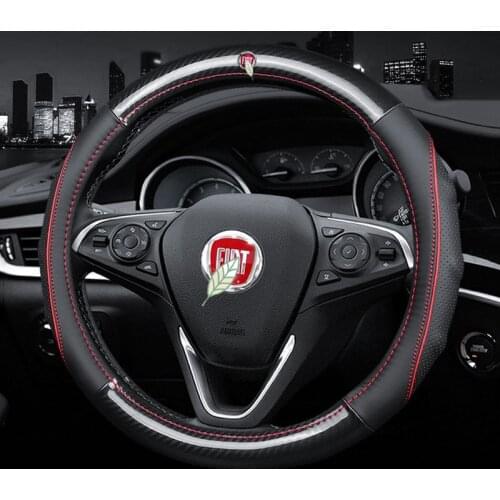 Car Carbon Fiber Leather Steering Wheel Covers for FIAT Ibiza Exeo Ateca Altea Turedo Tarraco Arona Leon Accessories Car Styling