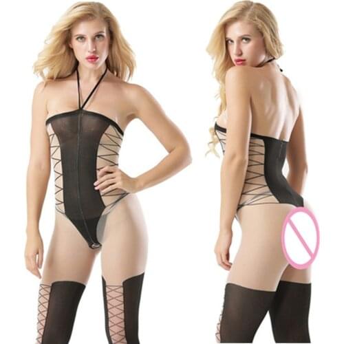 Teddies Bodysuits hot sexy lingerie women teddy balck Elasticity Stitching teddy hose sexy underwear female Body Suit hose