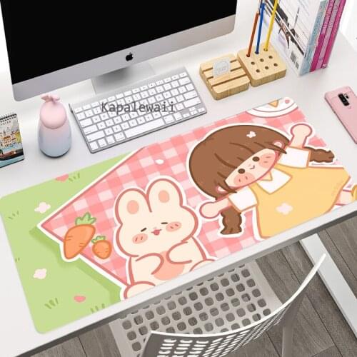 Large Anime Pink Mousepad Gamer Cute Kawaii XXL Gaming Mouse Pad Rubber Otaku Locking Edge Big Fashion Laptop Notebook Desk Mats
