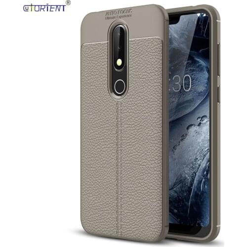 For Nokia 6.1 Plus Fitted Phone Case for Nokia X6 Soft Silicone Bumper Cover TA-1099 Shockproof Leather Texture Matte Cases