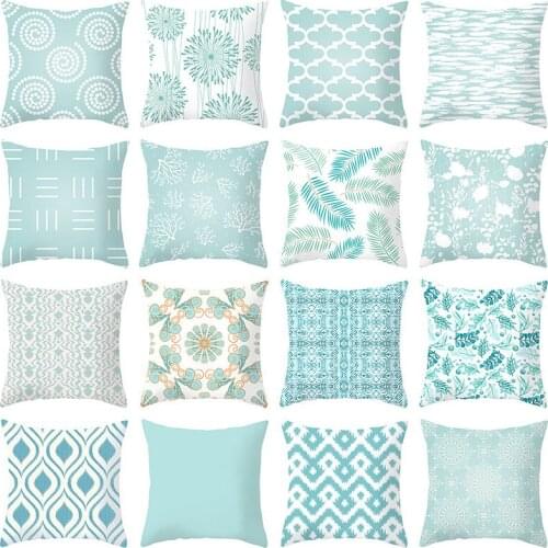 Blue Green Cushion Cover 45x45cm Nordic Geometric Decorative Pillows For Sofa Bed Couch Throw Pillows Case Home Decor