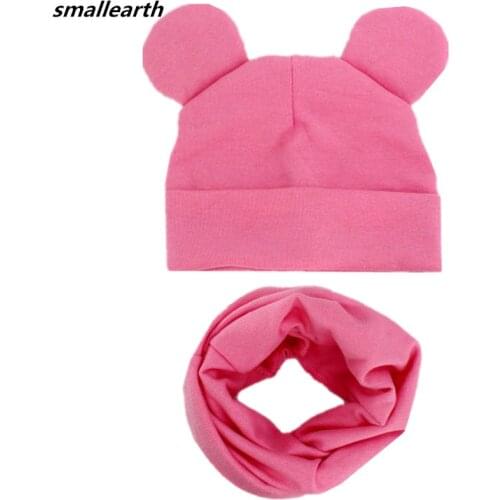 New Children Hat Scarf Set Baby Cute Ears Caps Beanies High Quality Boys Girl Cotton Hat Scarf Sets Kid Hats Collar Photo Props