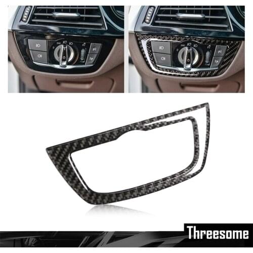 SRXTZM For BMW 5 Series G30 2018 Car Styling Carbon Fiber Interior Headlight Switch Cover Trim Sticker Car Accessories