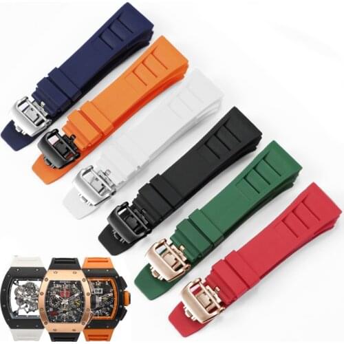 For Richard Mille RM055 011 Men Silicone Rubber Waterproof Watch Bracelet Watch Strap Watch Belt Watch Band Watch Accessories