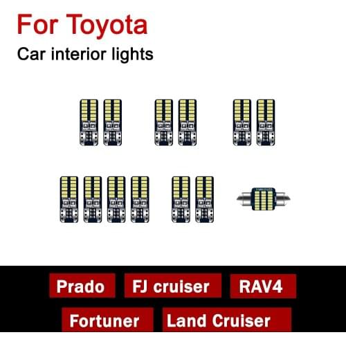 For Toyota RAV4 Land Cruiser Prado FJ cruiser Fortuner Dome light Car LED Bulbs Interior lights trunk lamp Accessories
