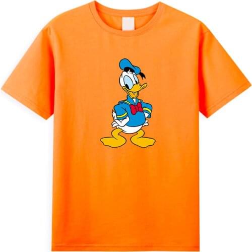 Cartoon Disney T-shirt Funny Donald Duck Printing Mens Clothing Korean Version Cute Tee Shirt Men Loose Cotton Cool Streetwear