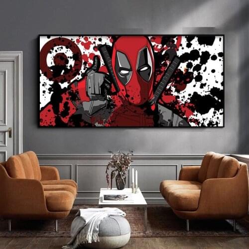 Canvas Painting Deadpool Posters and Prints Marvel Super Hero Spiderman Iron Man Wall Art Pictures for Living Room Decor Cuadros