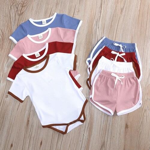 Newborn Baby Girls Clothes Sets Summer Infant Romper Baby Pajamas Short-Sleeved & Pants Casual Wear 2Pieces