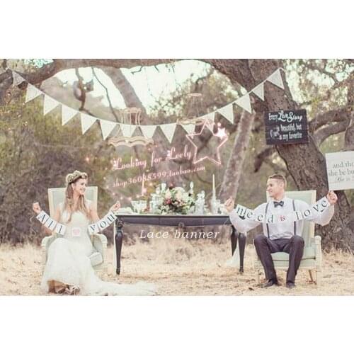 Bartek Team Lace Triangle Flag Vintage Wedding Decoration flags Photo Party Festival Wedding Supplier