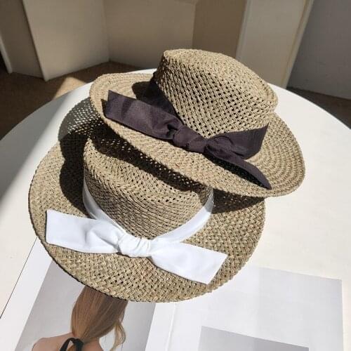 Summer Breathable Beach Straw Hats For Women Fashion Panama Luxury Hat Bow Tie Concave Top Ladies Party Cap Sombreros De Vaque