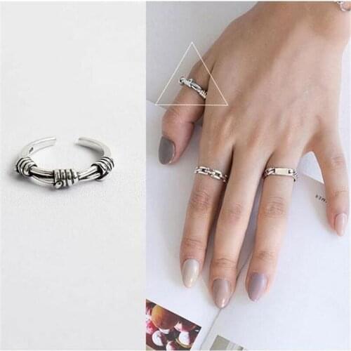 Fashion 925 Sterling Silver Knot Open Rings for Women Creative Jewelry Mujer Anillos All-matched Accessories Birthday Gift SR356