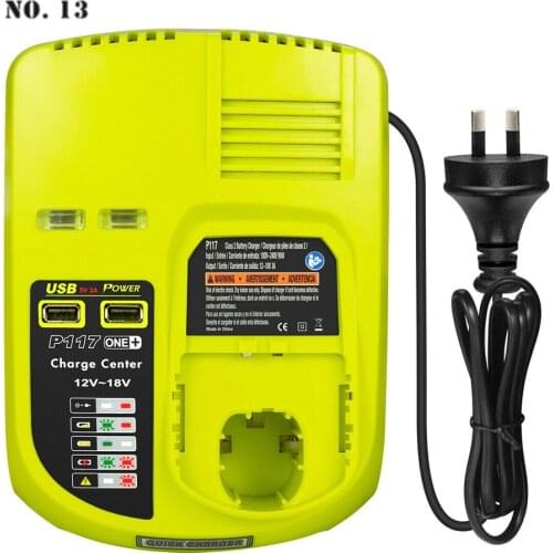P117 Charger Li-ion Ni-CD Ni-MH 12V-18V Universal Rechargeable Battery Charger Built-in 2 USB Ports Portable Electronic Charger