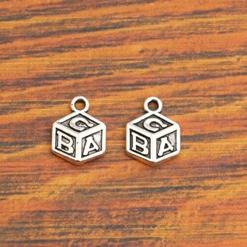 20PCS ABC Dice Charm Pendant Fit Bracelet Necklace Tibetan Plated Silver Color DIY Accessories Finding Jewellery Make Supplies