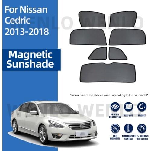 For Nissan Cedric 2013-2018 Darkening Meshes Foldable Removable Sun Visors Cool Down Sunshade Easy Mounting Windscreen Curtain