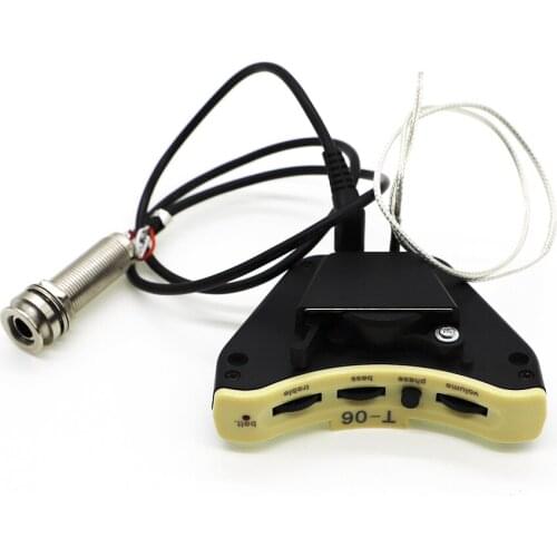 Soundhole Acoustic Guitar Pickups T-06 Equalizer Soft Piezo Pickup Bass Treble Phase Volume Adjustment Control