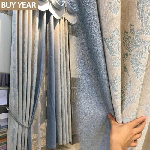 Modern Curtains for Living Dining Room Bedroom European Chenille Jacquard Fabric Curtain Finished Factory Wholesale Direct Sales