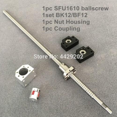 SFU / RM 1610 Ballscrew 1200 1500 mm with end machined + Ballnut + BK/BF12 End support +Nut Housing+Coupling for CNC parts