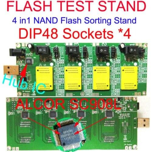 NAND FLASH Test Stand /TEST Fixtrue,Flash Memory IC Erasing/Sorting/Testing,Alcor SC908L/AU6989L Test Stand,4*DIP48 Socket