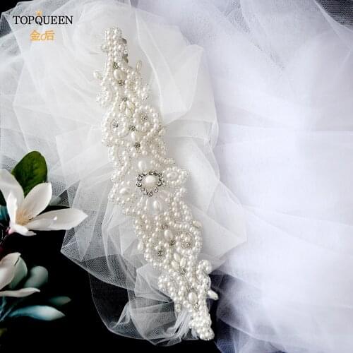 TOPQUEEN VS26A White veil 1.1M Elegant Wedding Vail with Diamond Applique Veil Shining Wedding Bride Wedding Hijab Headband Veil