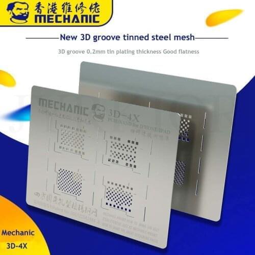 MECHANIC 3D-4X For iPhone 4/6/6s/7/8/X XS XS MAX XR iPad 2/3/4 Air PCIE/NAND/Hard Disk 3D Steel Mesh 0.2mm BGA Reballing Stencil